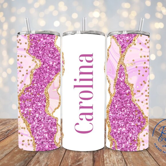 Personalized Purple Tumbler, Custom Glitter Tumbler, Birthday Gift For Her - Picture 1 of 7